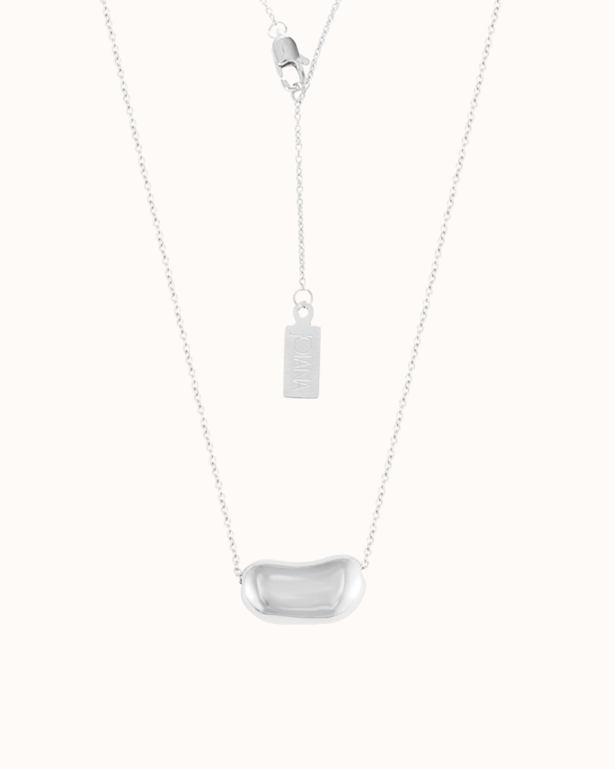 Bean_Necklace_Silver.jpg Bean Necklace White Silver - Image 1