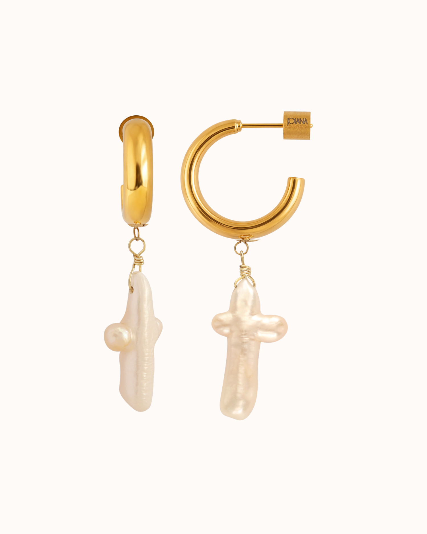 EcomProductPics2_1.png Pearl Cross Earrings - Large Hoop Earring - Image 1