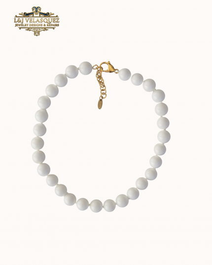 Mello Stone Necklace- Milky by L&J Velasquez Jewelry Designs & Repairs LLC