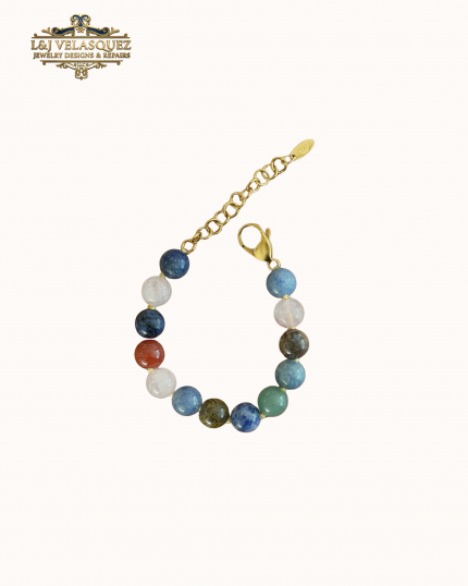 Mello Stone Bracelet- Colour Agate by L&J Velasquez Jewelry Designs & Repairs LLC