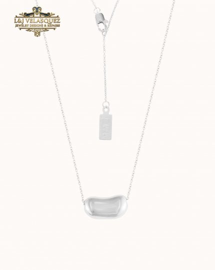 Bean Necklace White Silver by L&J Velasquez Jewelry Designs & Repairs LLC