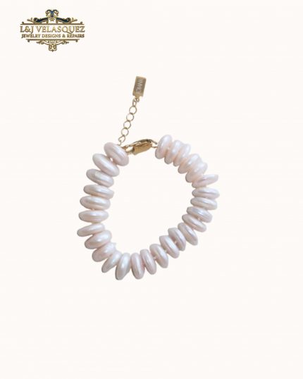 Rondelle Pearl Bracelet by L&J Velasquez Jewelry Designs & Repairs LLC