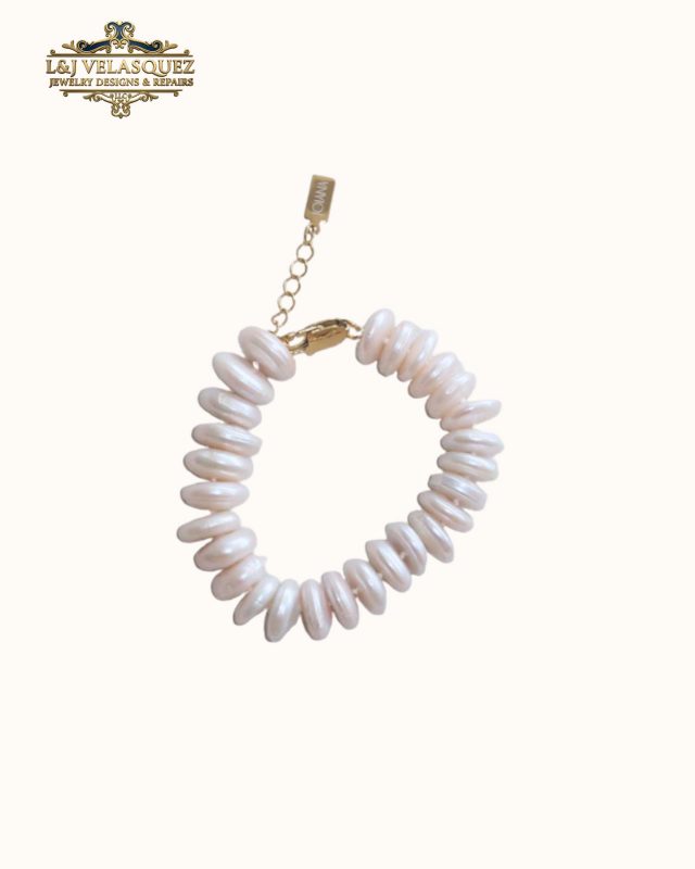 Rondelle Pearl Bracelet by L&J Velasquez Jewelry Designs & Repairs LLC