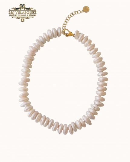 Rondelle Pearl Necklace by L&J Velasquez Jewelry Designs & Repairs LLC