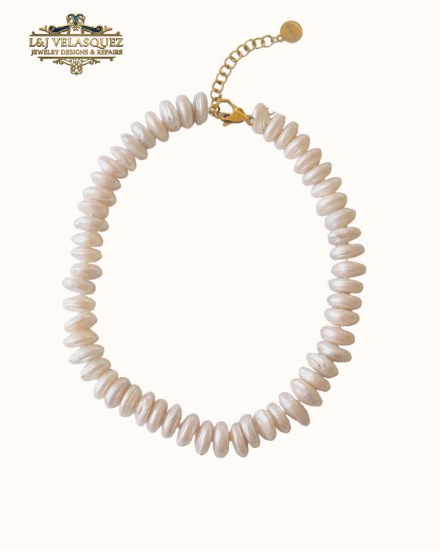 Rondelle Pearl Necklace by L&J Velasquez Jewelry Designs & Repairs LLC